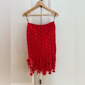 Commense Red Circle Embellished Mini Skirt- size small.